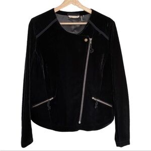 Soft Surroundings Black Velvet Moto Jacket Women's Size PS Petite Small